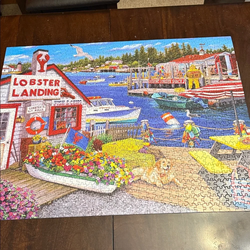 White Mountain Lobster Landing Puzzle. 1000 pieces. Complete with poster - Picture 3 of 7